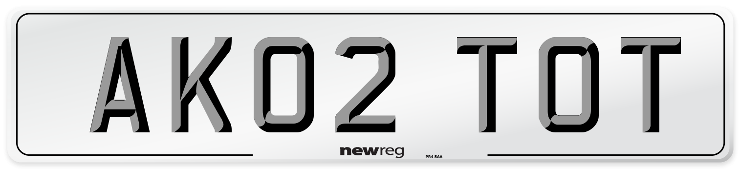 AK02 TOT Number Plate from New Reg